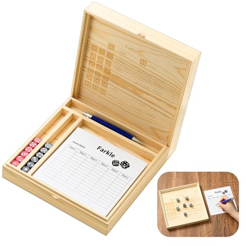 8.66 Inch Farkle Wooden Dice Tray and Storage Case with