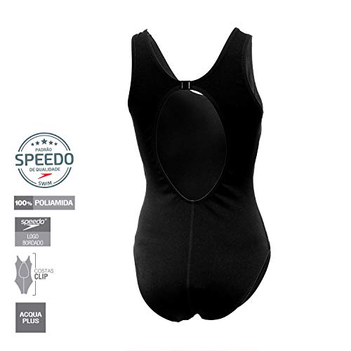 Speedo Clipback Maillot, Mulheres, Preto, GG2