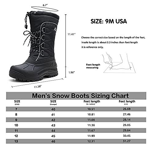 ALEADER Insulated Snow Boots For Men, Waterproof Cold Weather Winter Shoes Boots Black 7 D(M) US