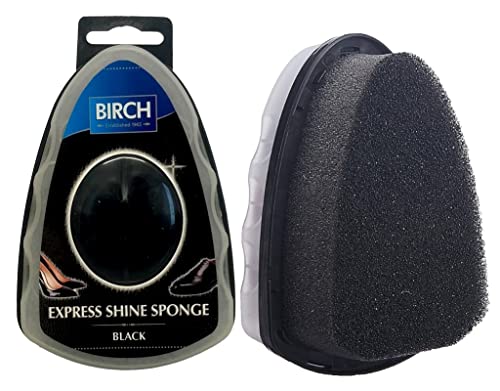 Birch Express Shoe Shine Sponge Shoe Polish Sponge Gives Instant Gloss, For Leather Shoes Boots Bags, Birch Perfect Shine (Black)