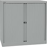 BISLEY Rollladenschrank EuroTambour, 2 Fachböden, 2,5 OH, Metall, Sl355 Rollladen/Korpus Silber, 43 x 100 x 103 cm