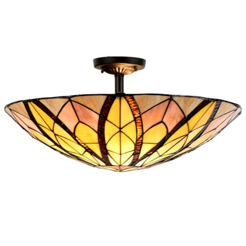 Plafonnier Tiffany Flow Souplesse en verre d'art Art Deco Trade pour salon raffiné