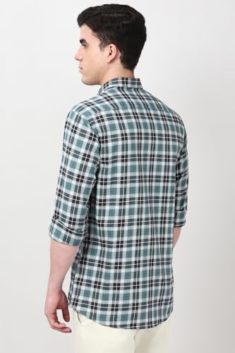 Image of Peter England Slim Fit Checkered Casual Shirt for Men - Full Sleeves | Cotton | Smart & Stylish