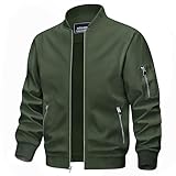 TACVASEN Herren Fliegerjacke Sommer Bomberjacke College Jacket Bomber Pilotenjacke Leicht Baseball Jacke Frühling Übergangsjacke (XL, Armeegrün)