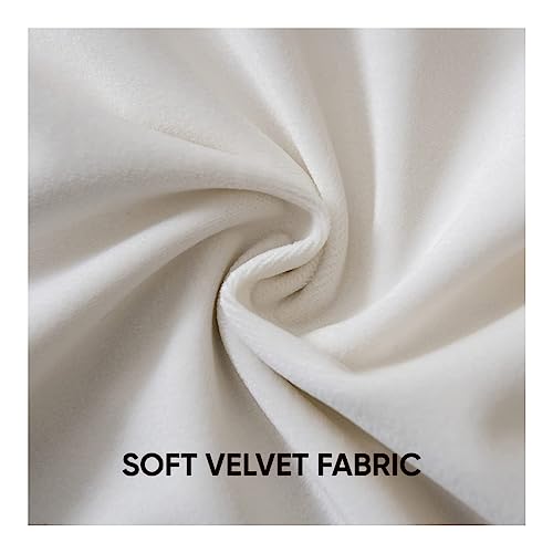 Image of Amazon Brand - Umi Velvet Eyelet Door Curtains with pom pom Lace for Living Room Bedroom Kitchen 1 pc Pack in White Color (Windows - 4 feet x 5 feet)