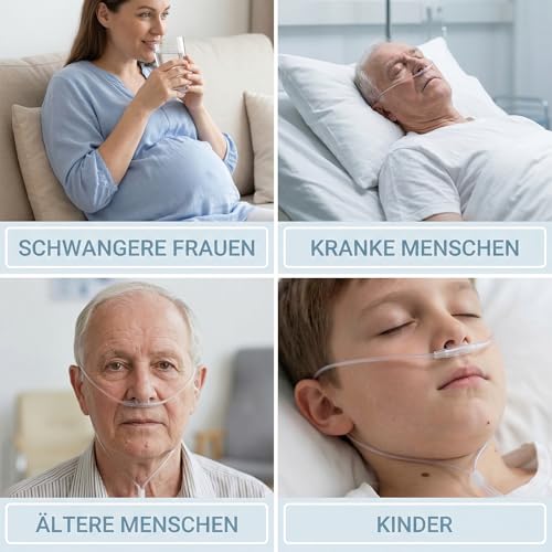 JININOSEU 12 Stück Sauerstoffbrille Nasenbrille 2m, Sauerstoffschlauch für Erwachsene mit Weich & Knickresistent für Sauerstoffgerät Atemtherapie und Inhalationsgeräte