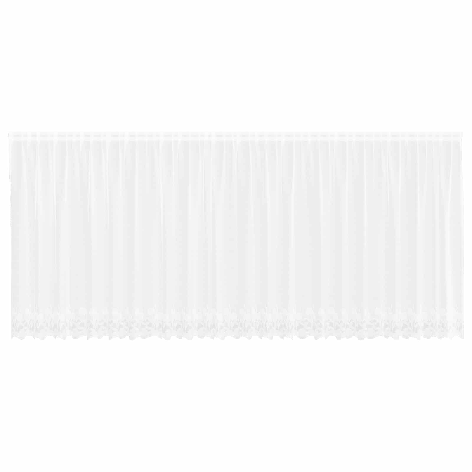 Cortina de encaje blanca de poliéster, 180 x 600 cm, con protección visual y protección solar, para salón, dormitorio, habitación infantil, cortina para ventana con riel y barra