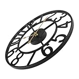 Wodsty Orologio da parete per esterni in metallo, vintage, silenzioso, decorazione da giardino, per patio, veranda, piscina, fattoria, facile lettura, resistente alle intemperie, 40 cm (C)