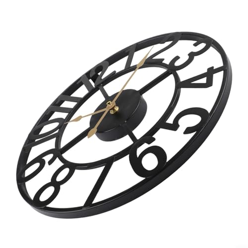 Wodsty Orologio da parete per esterni in metallo, vintage, silenzioso, decorazione da giardino, per patio, veranda, piscina, fattoria, facile lettura, resistente alle intemperie, 40 cm (C)