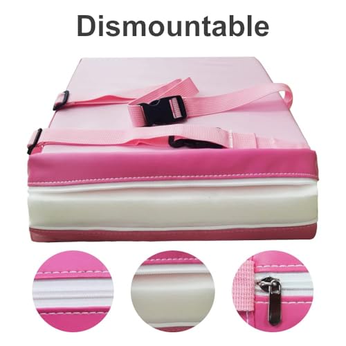 Image of Toddler Booster Seat Dining, Washable 2 Straps Safety Buckle Kids Booster Seat for Dining Table, Portable Travel Increasing Cushion (Pink-PU)