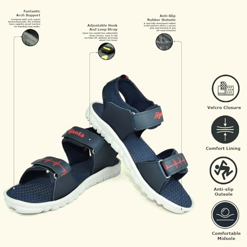 Image of Impakto AJANTA Men Sports Sandals for Men | Lightweight Comfortable Walking & Trekking Sandals | Breathable Outdoor Travel Footwear | Cushioned Anti-Skid Athletic Sandals for Gym, Hiking & Daily Wear