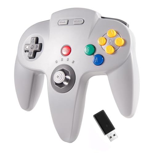 KIWITATA Wireless N64 Controller for Switch, 2.4ghz Rechargeable N64 Remote Wireless USB Joystick Game Controller for Switch/Switch Lite/Switch OLED, MAC, PC Windows 7,8,10,11 Gray