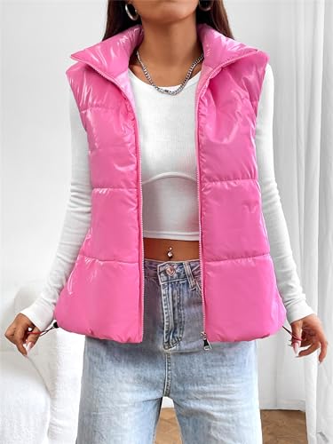 Puffer Vest Women Sleeveless Puffy Jacket Stand Collar Zipper Vests Oversized Padded Fall Winter Coat with Pockets4