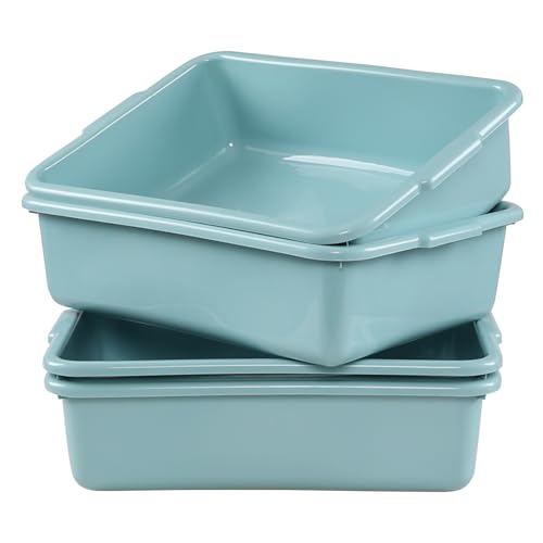 Jekiyo 4 Packs 13 L Commercial Bus Tub, Plastic Dishpan Washing Basin