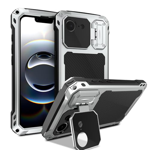 Coque iPhone 16e intégrale 360 argent avec béquille et protection militaire aluminium