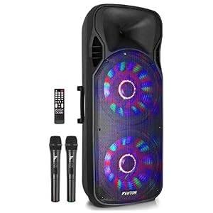 Fenton FT215LED – 15 Inch Mobiele Speaker op wielen 2x 800 Watt met Ingebouwde Accu en LED Verlichting – voorzien van…
