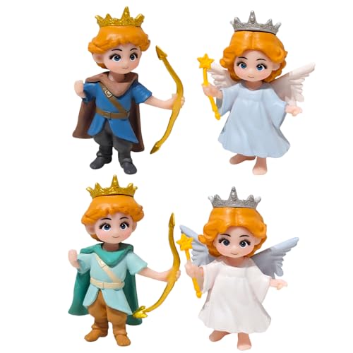 Image of Miniature King Queen Set of 4 for Fairy Garden Dollhouse Decor | PVC Royal Couple Figurines for Mini Garden Terrarium Desk Decor & Gifting