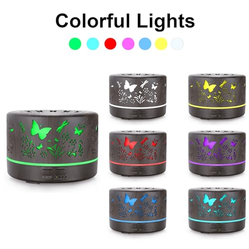 Difusor De Aromas, Umidificador De Ar Ultra-Sônico 700Ml, Difusor De Óleo Essencial, Abajur Led, Lâm