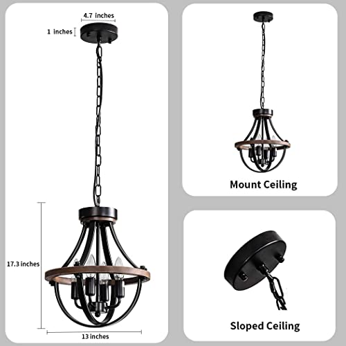 Lanpesting Farmhouse Chandelier, Modern Hanging Pendant Lighting, 4-Light Rustic Ceiling Light Fixture, Vintage Chandelier For Hallway Foyer Dining Room Entryway Kitchen Island Bedroom #TOP4