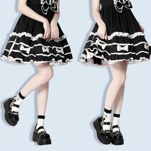 Parisuit Womens Lolita Platform Goth Shoes Mary Jane Wedge Heels Pumps Ankle Strap Round Toe Punk Cosplay Shoes4