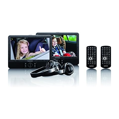 Lenco DVP-939 2x 9 Zoll DVD-Player mit Bildschirm, 2x Kopfhörer, USB, SD/MMC, 2x Fernbedienung, 2x Kopfstützenbefestigung, 2x Netzadapter, schwarz Cover