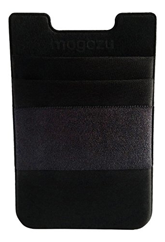 Moguzu Stick On Wallet with Finger Strap for Phone (Black)