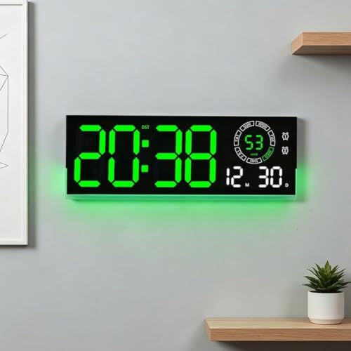 Reloj LED digital de pared con calendario y doble alarma para evitar descuidos 4