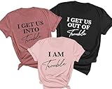 Personalized Matching Family Trouble Shirt, Trouble 1 and 2 Shirts, Personalized Gifts for Best Friend, Custom Friendship Gifts, First Mothers Day as a Family of 3 Funny Sibling Shirts