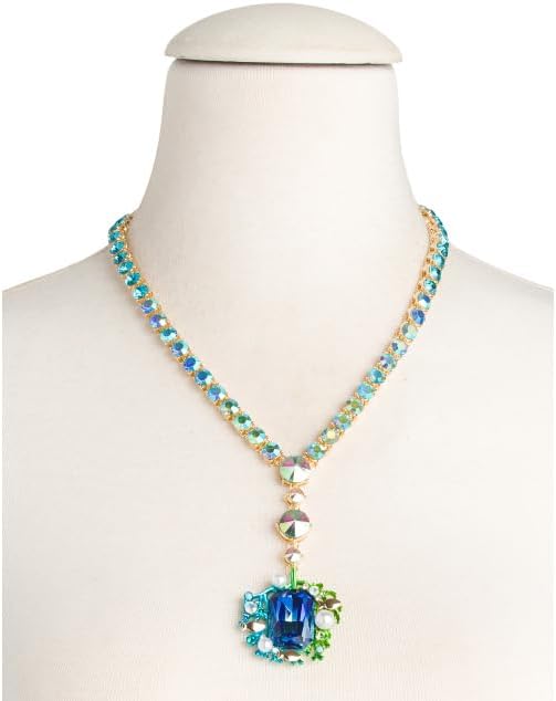 Betsey Johnson Blue Y Crystal Pendant Necklace, 19"
