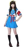Haruhi Suzumiya North High Sailor Uniform Summer Cosplay Costume with Armband (Female XS) Blue