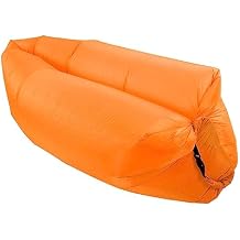 HEITIGN Portable Inflatable Couch Inflatable Lounger Air Sofa Portable Foldable Comfortable Inflatable Couch with Storage Bag for Outdoor Camping Black Orange