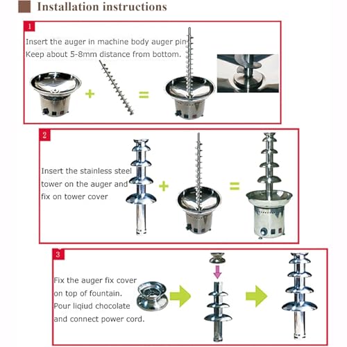 Máquina eléctrica de fondue de chocolate 4 niveles acero miniatura 6