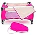 Exquisite Buggy Doll Pack N Play Crib Fits up to 18" Dolls Blanket and Carry Bag Included (Pink)
