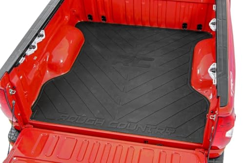 Rough Country Truck Bed Mat for Chevy Silverado & GMC Sierra 1500 (2019-2026) â€“ Fits 8' Bed, Tear-Resistant Heavy-Duty Rubber, Non-Slip Protection