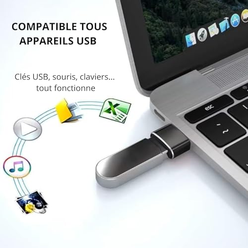 CLEM Provence Adaptateur USB-C USB-A, Lot de 4, Charge Rapide, Noir – vue 3