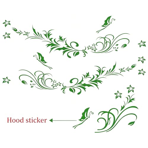 Image of Car Body Decals Carved Hollow Flower Butterfly Decorative Stickers Anti-Scratch for Cars, Vans, SUVs, Trucks,Set of 3 pcs (Green)