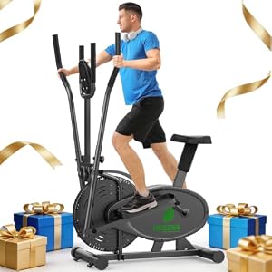 Cross Trainer, 2 in 1 Elliptical Cross Trainers with LCD Monitor, Upgraded Adjustable Resistance, Max Weight 265LBS, Exercise Machine Cross Trainer for Home Gym (Night Black)