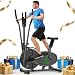 Cross Trainer, 2 in 1 Elliptical Cross Trainers with LCD Monitor, Upgraded Adjustable Resistance, Max Weight 265LBS, Exercise Machine Cross Trainer for Home Gym (Night Black)