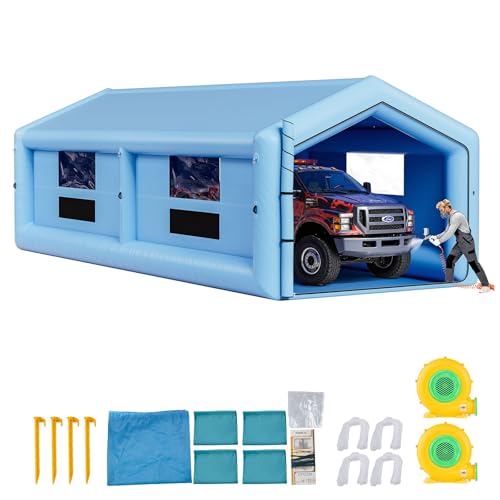 VEVOR Cabina de Pintura Inflable 12 x 5 x 4 m, con 2 Sopladores y Sistema de Filtro de Aire, Tienda de Pintura de Techo Triangular, para Pintar Bicicletas, Motocicletas, Chapa Metálica Automotriz