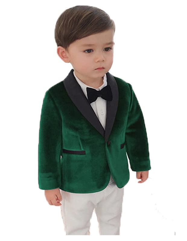 Toddler Boy Formal Outfit Christmas Velvet Blazer 2t Sports Coat Dark Green