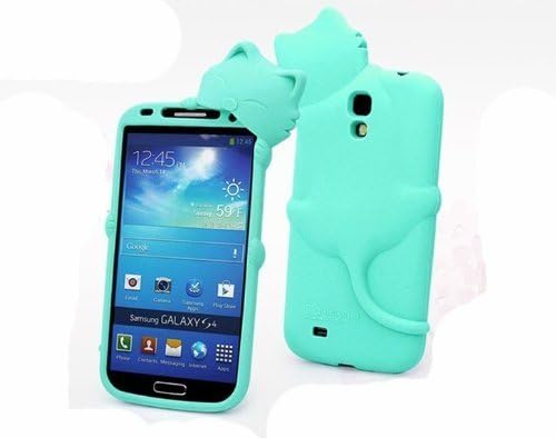 DE Mint Green New Fashion Cartoon Animal Series Blue Kiki Cat Pattern Style Soft Silicone Case Cover Shell for Samsung Galaxy S4 IV i9500