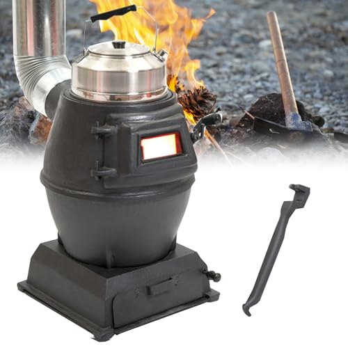 Poêle à bois de camping polyvalent avec vitre pour tente et extérieur