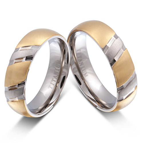 Jewelery Codex- His and Hers Wedding Ring Sets WITH FREE ENGRAVING, Bridal Rings Personalized Titanium
