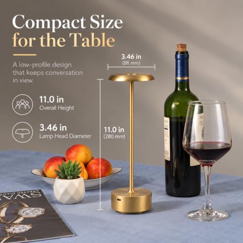 Cordless Table Lamp, Rechargeable Gold Lamp for Dining Table - image 5