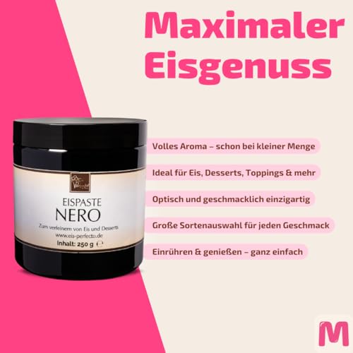 Nero-Eispaste » Schwarzes Vanilleeis » für aromatisches Eis » Auch zum Verfeinern von leckeren, Desserts, Getränke, Pralinen Torten und vielem mehr » Inhalt 250 g – Bild 4