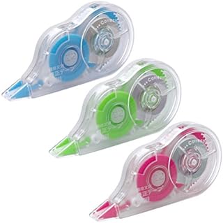 kuou 3 PCS Correction Tapes, 22m*5mm Tippex Mouse Easy Correct Correction Tape Roller for School and Office(Pink, Blue, Green)