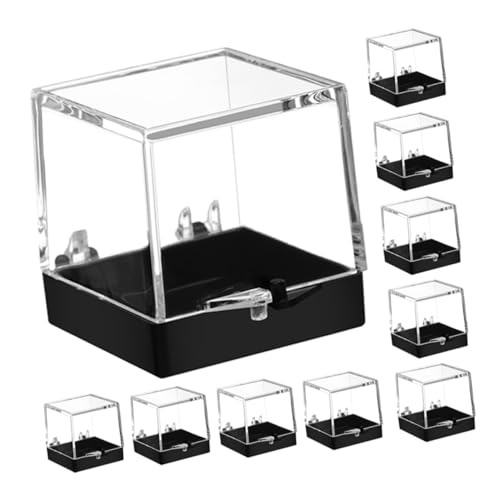 PRETYZOOM Enhance Your Collection: 10pcs Mini Gemstone Display Cases Square Storage Boxes for Stones Crystals Rocks Portable