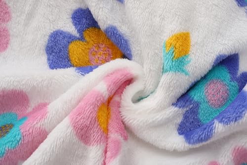 Image of Girls Fleece Robe Boys Hooded Bathrobe Soft Flannel Robe For Kids（Flower，7-8 Years）