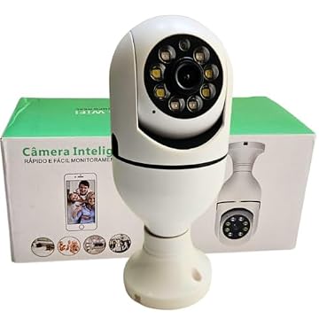 Câmera IP Lâmpada Wifi Full Hd Visão Noturna Cor Branco