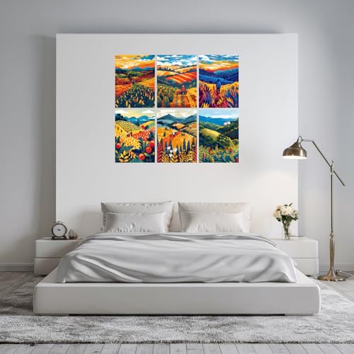 Image of SiddArtify Vibrant Sunset Landscape Art Print Set - Sticker - 8x12 Inch - Pack of 6 Wall Room Decoration art Poster Prints